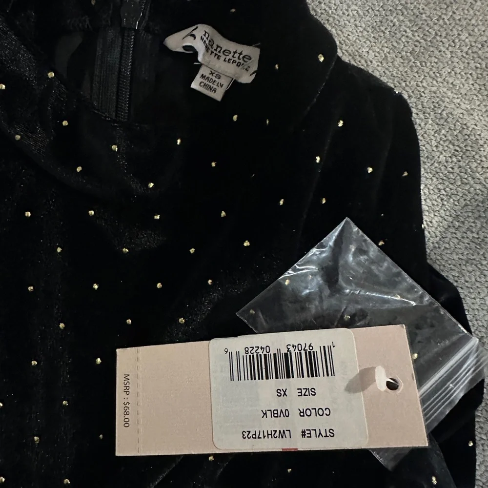 Nanette Lepore gold studded velvet blouse